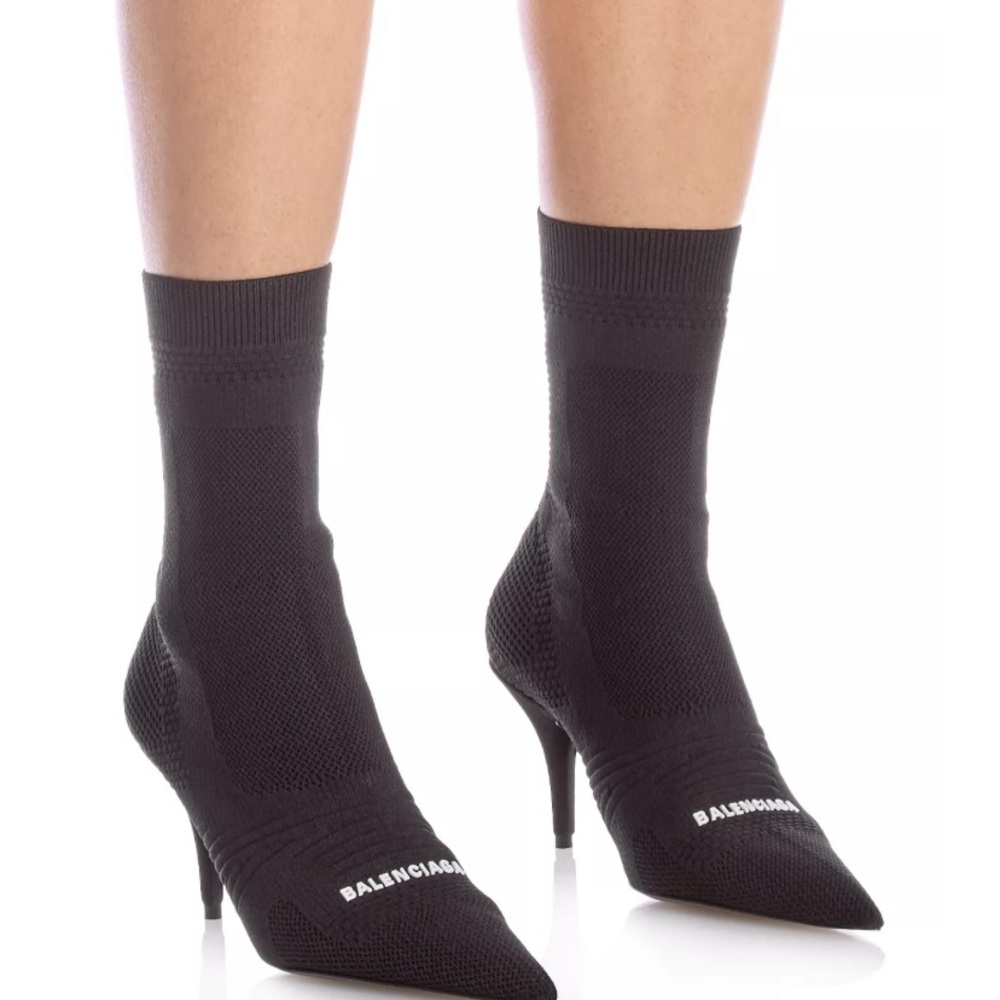 Balenciaga Women’s Knife 2.0 Knit High Heel Booties–Sleek, Sharp, and Chic!”
